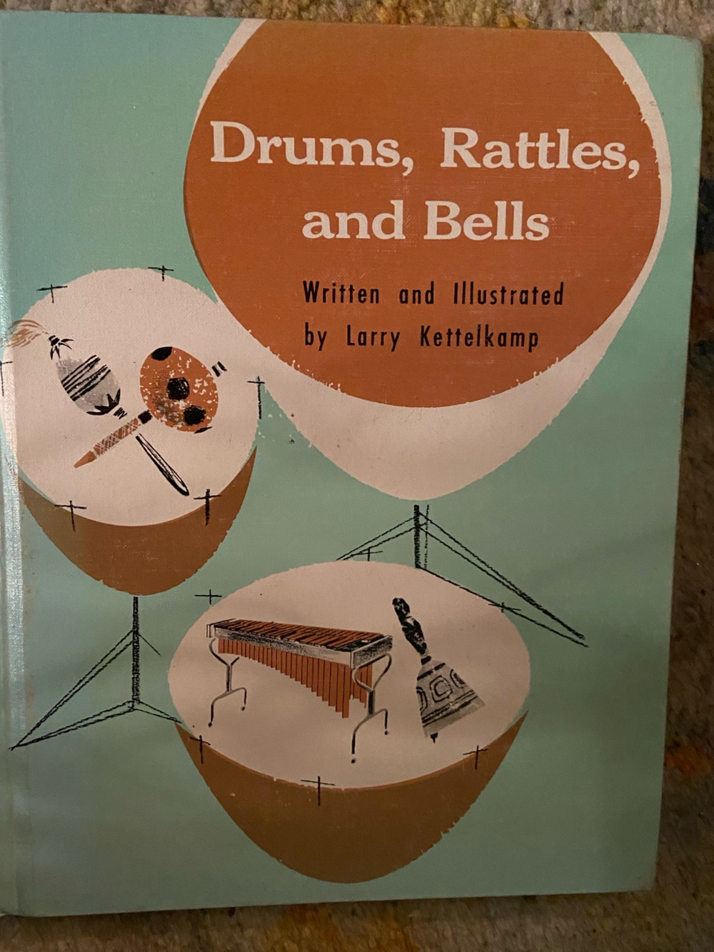 Vintage 60s 1960s Mid-Century Illustration music musical instrument blue Book